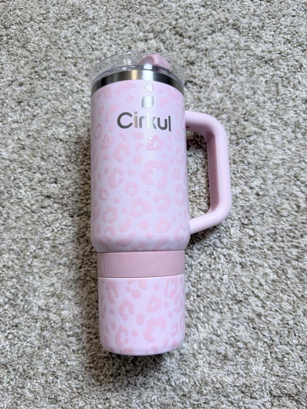 Cirkul Azalea Leopard 30oz Travel StrawSip Insulated Stainless Tumbler Handle